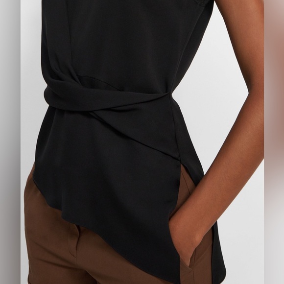 Theory Sleeveless Twist Top in Silk Georgette - Picture 2 of 7